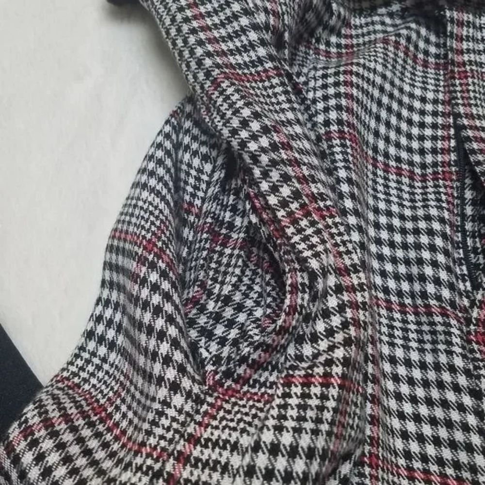 Vintage 70s Black Lavallière Top Red Plaid Extra High Rise Belted Culotte Set 8 - Picture 7 of 16